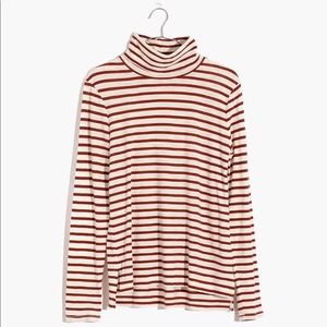 Whisper Cotton Turtleneck in Baker Stripe